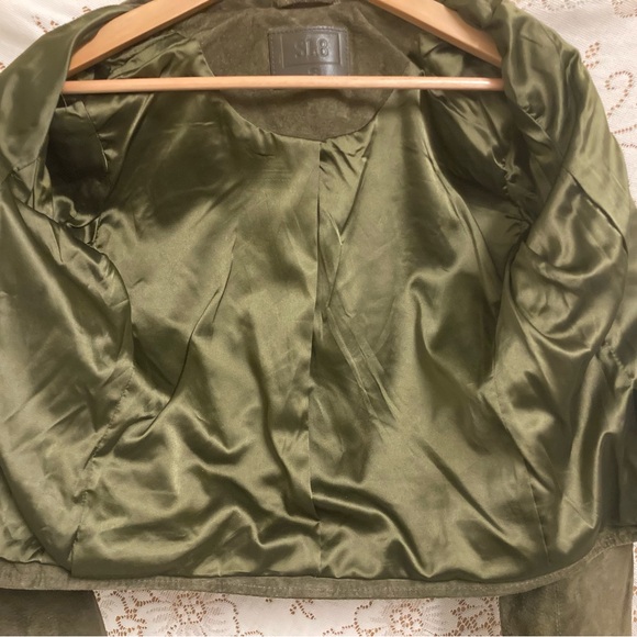 BlankNYC Olive Genuine Suede Leather Cropped Motorcycle Jacket Small - Picture 5 of 12